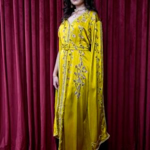 Alternative view of Lime elongated sleeve kaftan