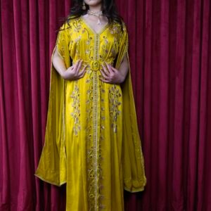 Lime elongated sleeve kaftan