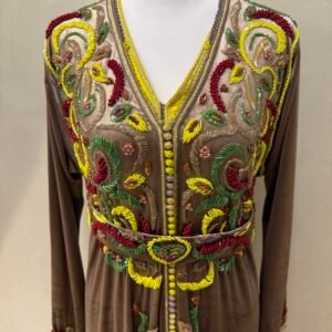 Taupe/lime kaftan