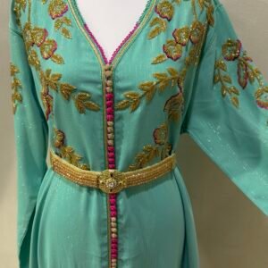 Turquoise floral kaftan