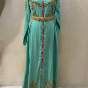 Alternative view of Turquoise floral kaftan