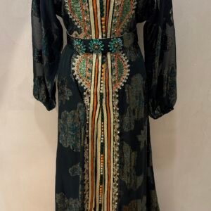 Alternative view of Green floral kaftan