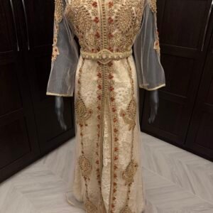 Alternative view of Cream mesh kaftan