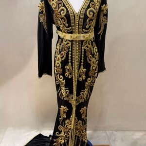 Alternative view of Black embellished kaftan