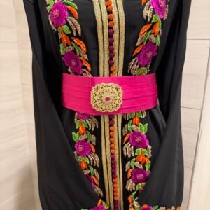 Black/fuschia floral kaftan