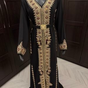 Alternative view of Black embellished kaftan 1