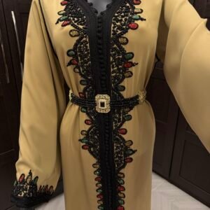 Beige/black kaftan