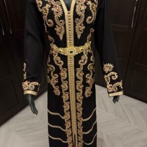 Alternative view of Black embellished kaftan 2