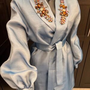 Soft blue embellished jacket