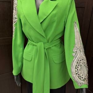 Green embellished blazer