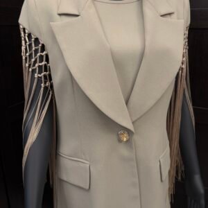 Beige fringe suit