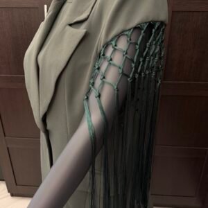 Alternative view of Khaki fringe suit