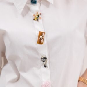 Alternative view of Mismatch buttons shirt