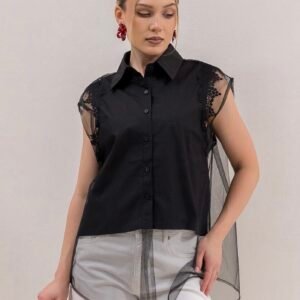 Black mesh top
